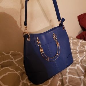 Dark blue purse w/ gold detailing